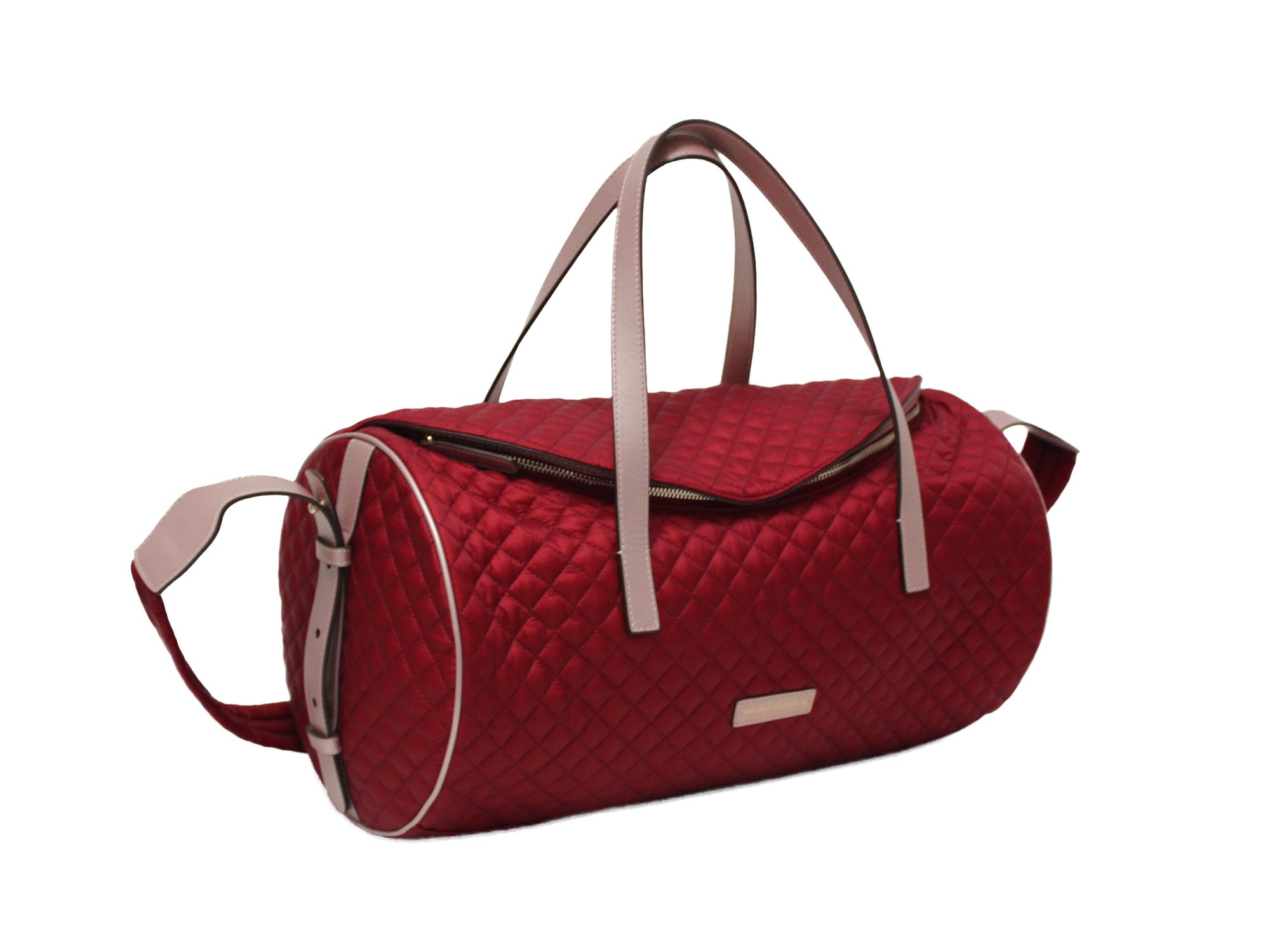Chloe Lightweight Quilted Nylon Laptop Duffle Bag (Maroon)