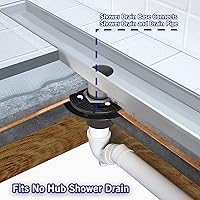 Vista 2 de Kit de base de drenaje de ducha de 2 pulgadas, desagüe de PVC con brida base, adaptador, acoplador y junta para instalación de ducha cuadrada/lineal