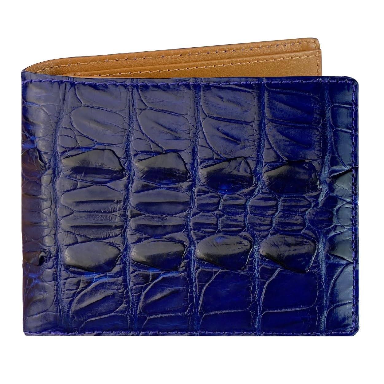HATA Blue Luxury Exotic Bifold Leather Wallet Men with Flip Out ID Window, Holder Credit Card, RFID Blocking, Men Leather Wallet Gift Birthday, Wedding, Anniversary, Father’s Day VINAM-107