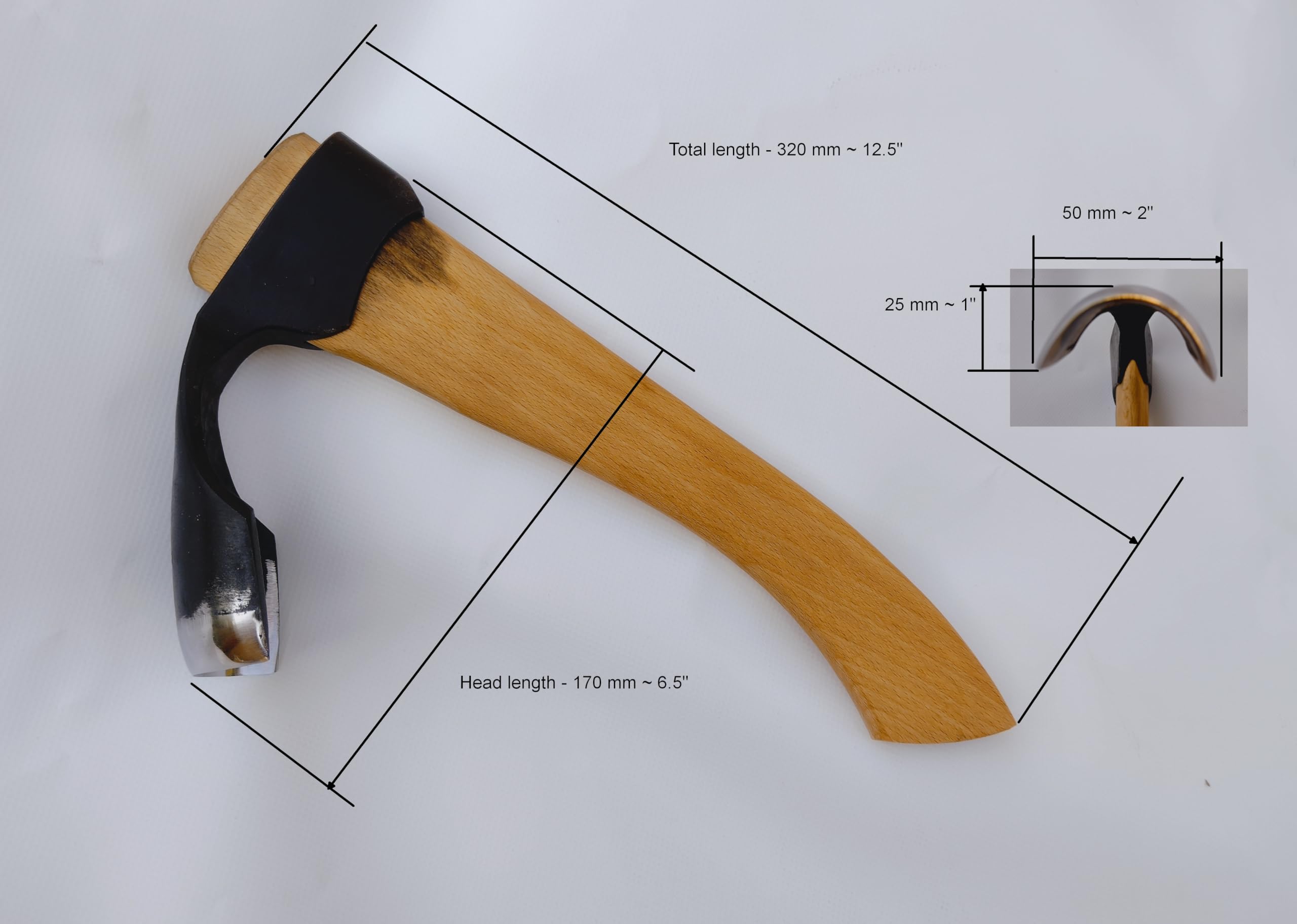 Set aus 2 Holzschnitz- und Holzarbeits-Schalen-Dechseln – Große & Kleine Gebogene Dechsel mit Außenfase