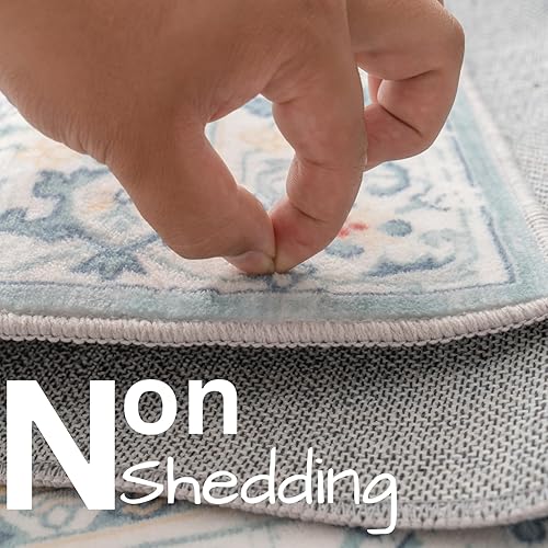 Miniatura 6 de Alfombra de pasillo, alfombra larga vintage lavable de 2 x 10 pies, con parte trasera antideslizante, medallón ultrafina, no desprende pelo,