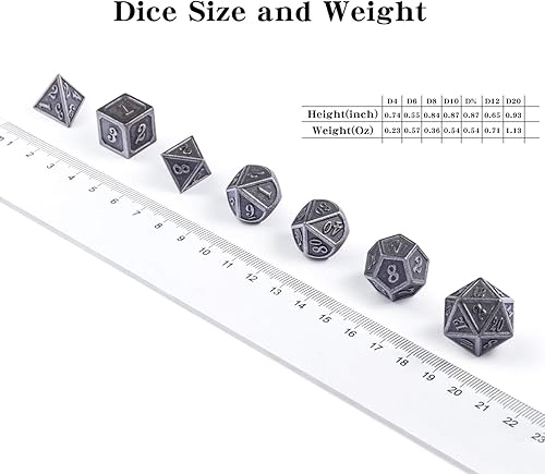Miniatura 51 de DNDND - Juego de dados de metal para D&D, 7 dados DND verdes con caja de metal para juegos de rol como Dungeons and Dragons y juegos de mesa verde