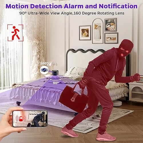 Miniatura 4 de Cámara de seguridad activada por movimiento con carga inalámbrica, cámaras domo con detección de movimiento, visión nocturna, almacenamiento local y