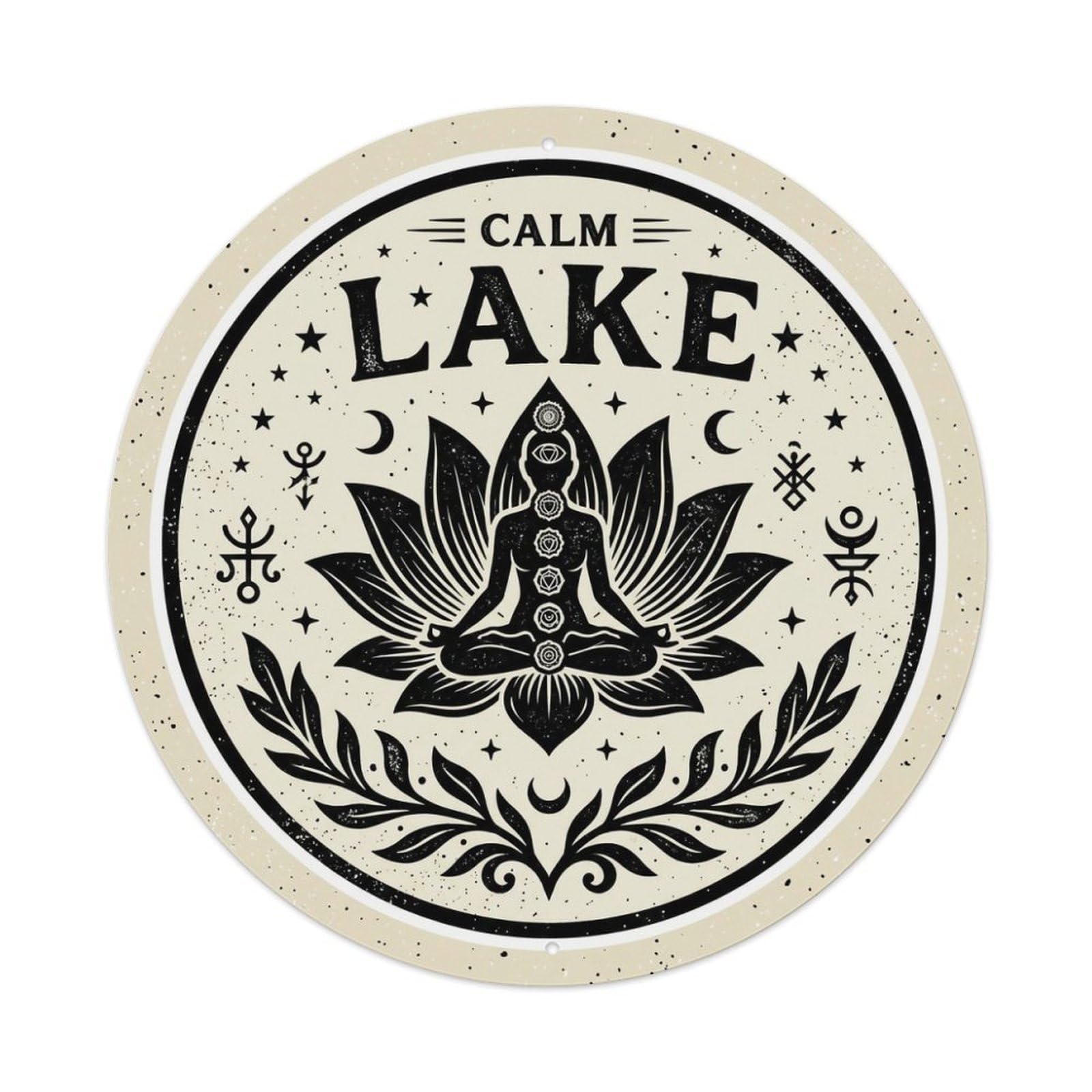 Calm Lake Mindfulness Quote Nature Meditation Metal Tin Sign