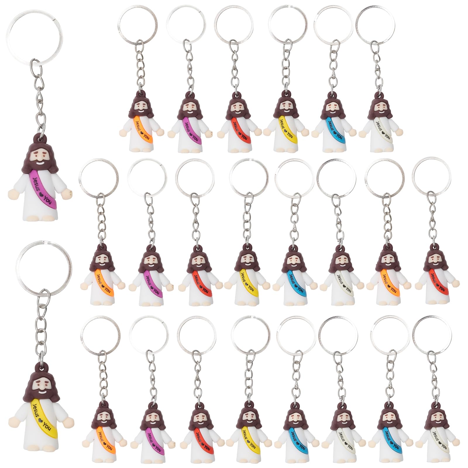 SYOWADA Adorable Jesus Keychain Set, 24-Piece Christian Character Keychains, Perfect for Gifts, Event Giveaways, and Everyday Use