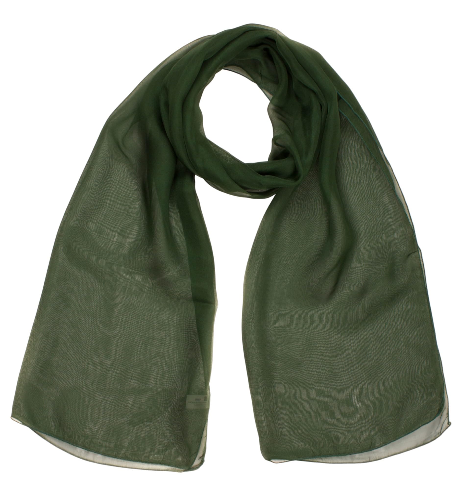 Mytoptrendz Women's Dark Green Mytoptrendz® -Chiffon Scarf For Classy Elegant Plain Silky Soft Sheer Fabric Lightweight Neck Wrap Head Wrap Girls Headscarf Sheer Scarves & Wraps For (Dark Green)