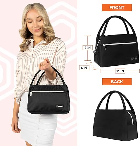 Miniatura 3 de opux Bolsa de almuerzo para mujer, lonchera aislada para niñas, para el trabajo y la escuela de adultos, pequeña bolsa enfriadora reutilizable,