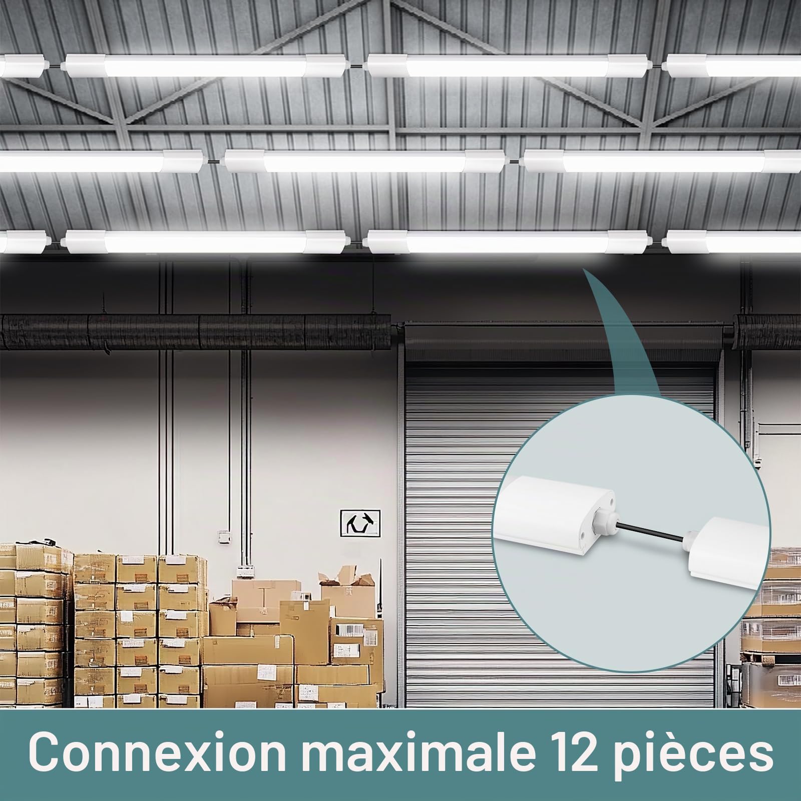 Neon LED 150 CM, 45W 4000LM Reglette, IP65 Tube, 4000K neutre blanc Néon, Connectable, Eclairage Garage, Lampe Fluorescente étanche