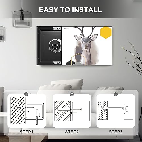 Miniatura 7 de Caja de seguridad pequeña, caja fuerte de 0.8 pies cúbicos con teclado de seguridad digital y luz sensor, caja fuerte para dinero en efectivo,