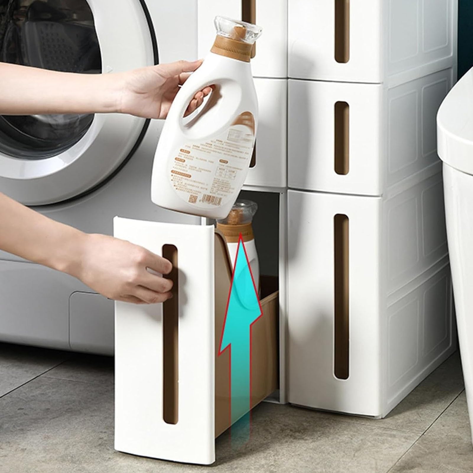 Fodalob Tour de Rangement, Colonne de Cuisine étroite, étagère en Plastique de Rangement for Commode Verticale à 3/4/5 Niveaux avec tiroirs for Petit Espace, Gain de Place(4-Tiers)