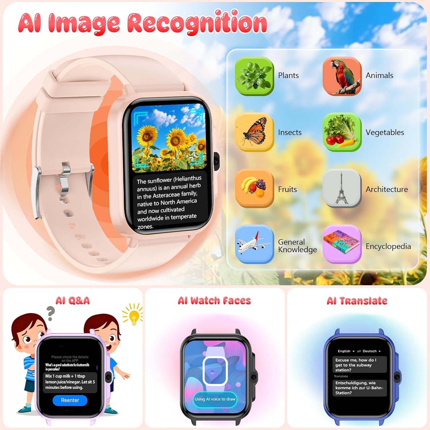 Smart Watch for Kids, 1.85" Fitness Tracker Kid Watch Pedometer, Heart Rate, Sleep Monitor, NO APP/Phone, Alarm Clock, Smartwatches with Video Music, IP68 Waterproof, Puzzle Games, Gift for Girls Boys