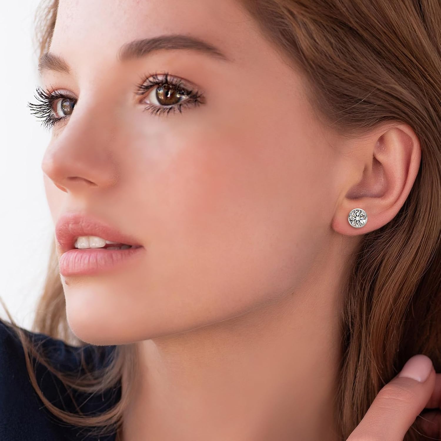 Moissanite Stud Earrings, 0.5CT-2CT D Color VVS1 Brilliant Round Cut 925 Sterling Silver Bezel Earrings for Women or Men - Image 6