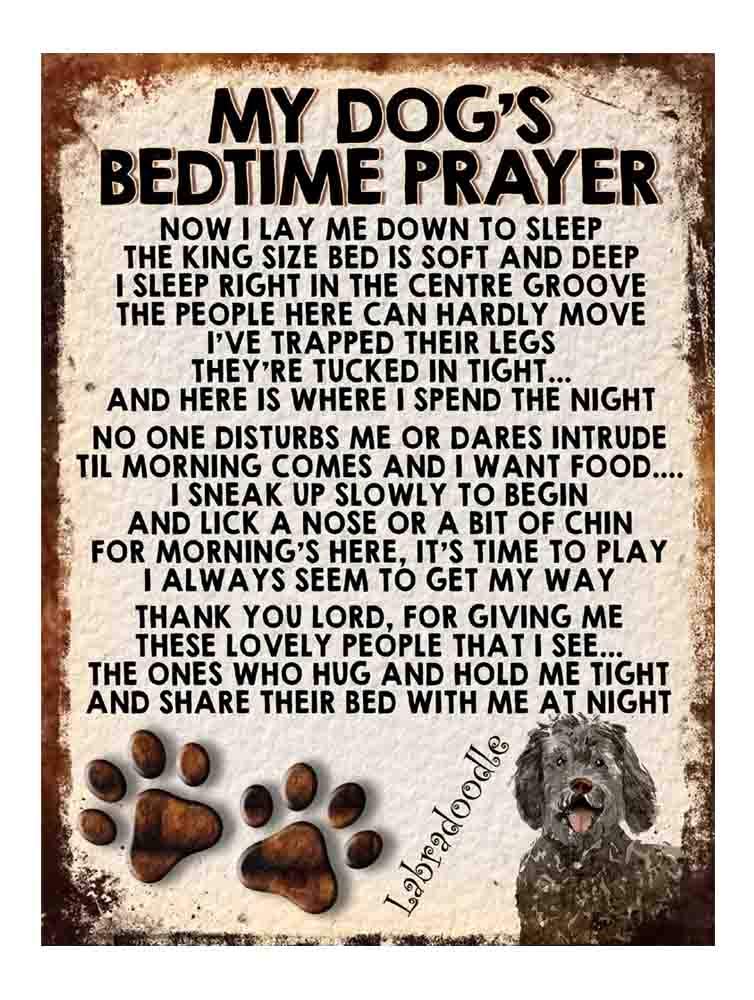 MY DOG'S BEDTIME PRAYER RETRO STYLE METAL TIN SIGN/PLAQUE (LABRADOODLE DOG)