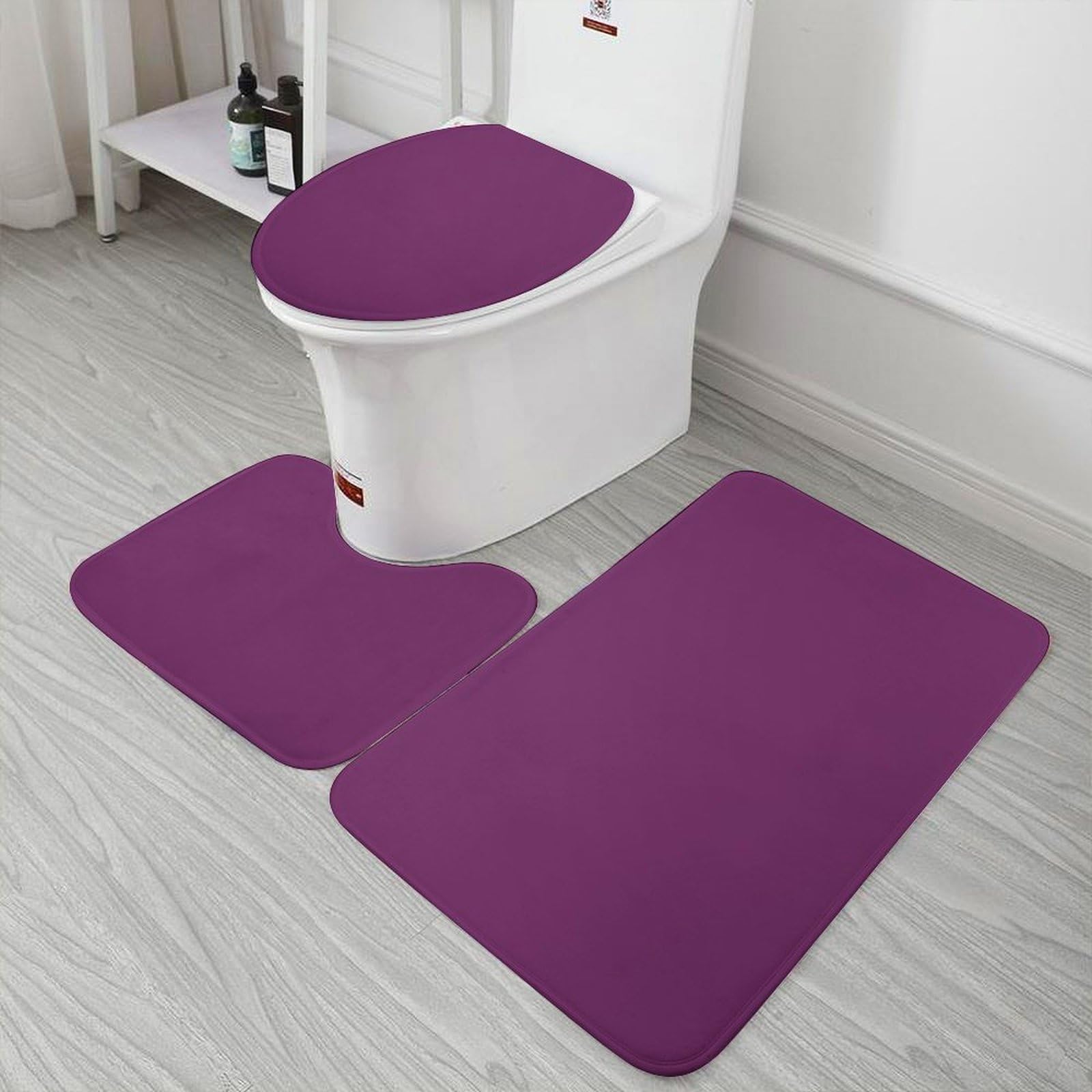 Alfombras Bano Absorbentes Juego De 3 Alfombrillas De Baño Emmevi - Antideslizantes Y Absorbentes - Color Marrón Lila Alfombras Polipropileno Italia