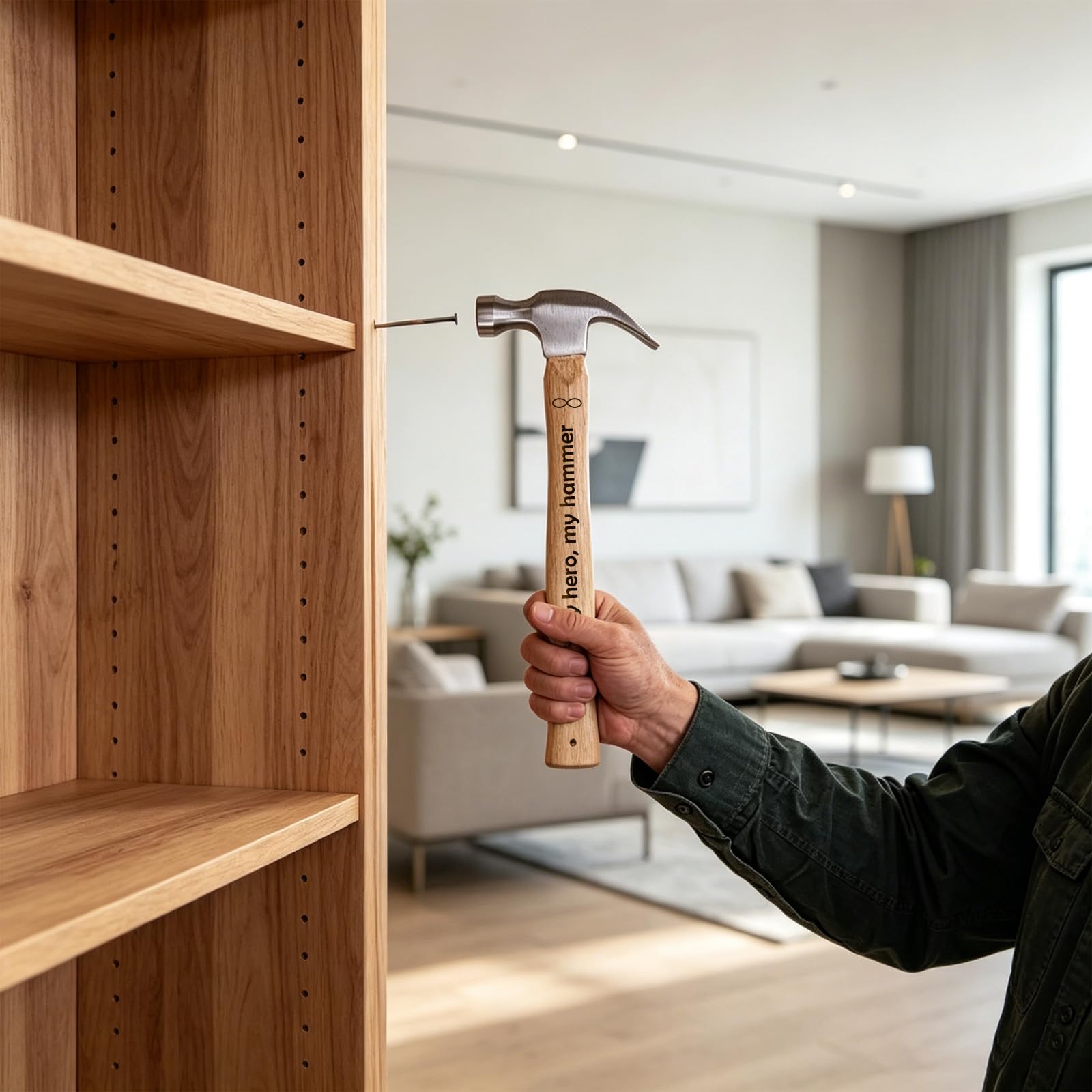 Personalisierter Gravur-Hammer, individuelle Gravur von Namen, Daten & Botschaften, robuster Handhammer, ideales Vatertagsgeschenk für Männer, Tischler & Heimwerker (A)