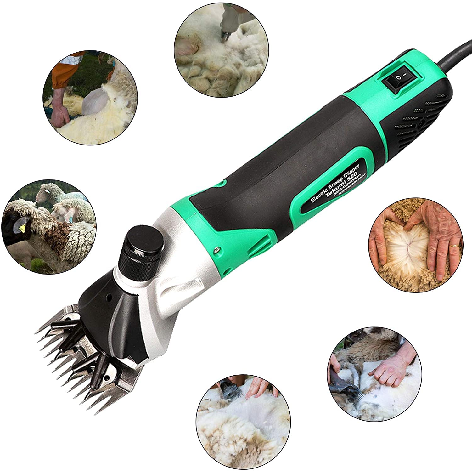 Cesoie per pecore professionali elettriche da 850 W Tosatrice per pecore portatile con 6 velocità per pecora, capra, lama, cavallo, alpaca, pelo spesso e animali pesanti, toelettatura della pellicci