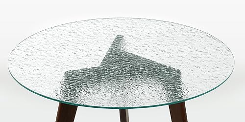 MCombo Mesa redonda de vidrio de 22 pulgadas, vidrio templado con acabado de ondas de agua, borde pulido plano de 1/4 pulgadas de grosor, parte