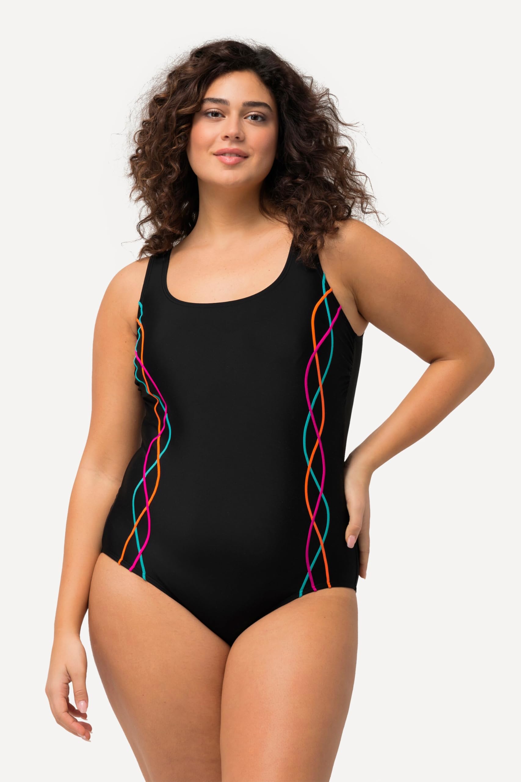 Ulla Popken Femme Grandes Tailles Maillot de Bain, passepoils, Bande sous la Poitrine, Doublure Poitrine 747874