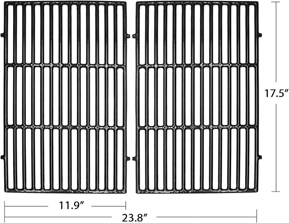 Hongso Spirit E310 Polished Porcelain Cast Iron Grill Grates for Weber Spirit 300 Series E/S 310 320 330, Spirit 700, Genesis Silver Gold B/C, Genesis Platinum B/C Grills, 17.5 x 11.5 inch for 7638