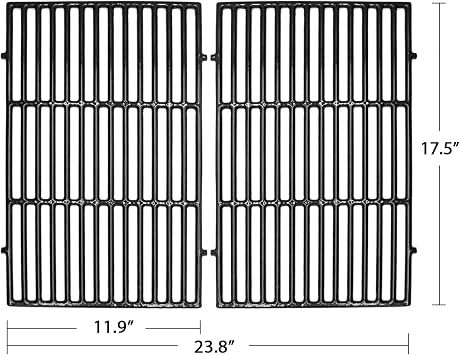 Hongso Spirit E310 Polished Porcelain Cast Iron Grill Grates for Weber Spirit 300 Series E/S 310 320 330, Spirit 700, Genesis Silver Gold B/C, Genesis Platinum B/C Grills, 17.5 x 11.5 inch for 7638
