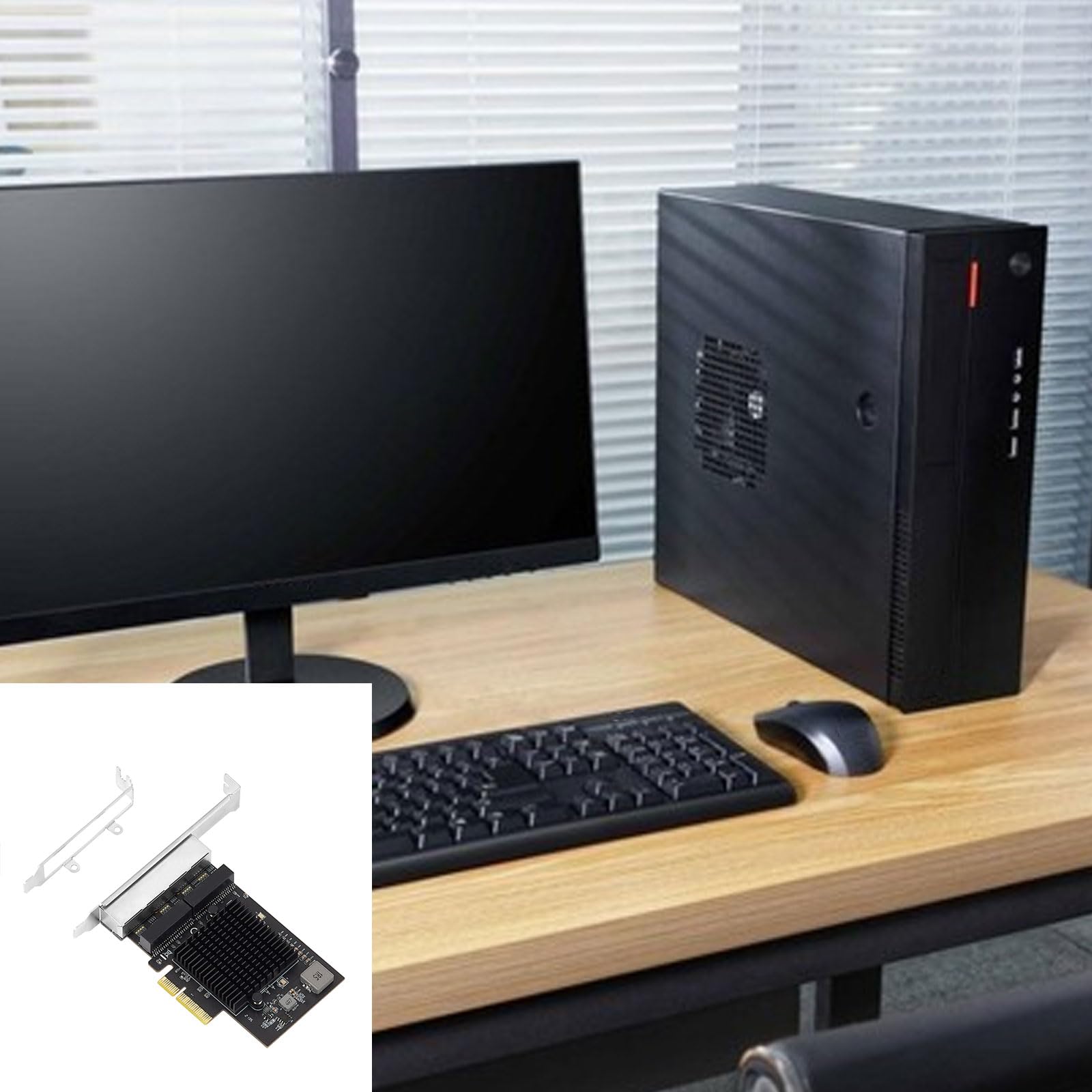 Carte réseau PCIE 4 ports 8125B 2,5 Gigabit RJ45 Lan PCIExpress Adaptateur PCIE 100/1000M/2500Mbps Adaptateur PCIe pour carte réseau de bureau