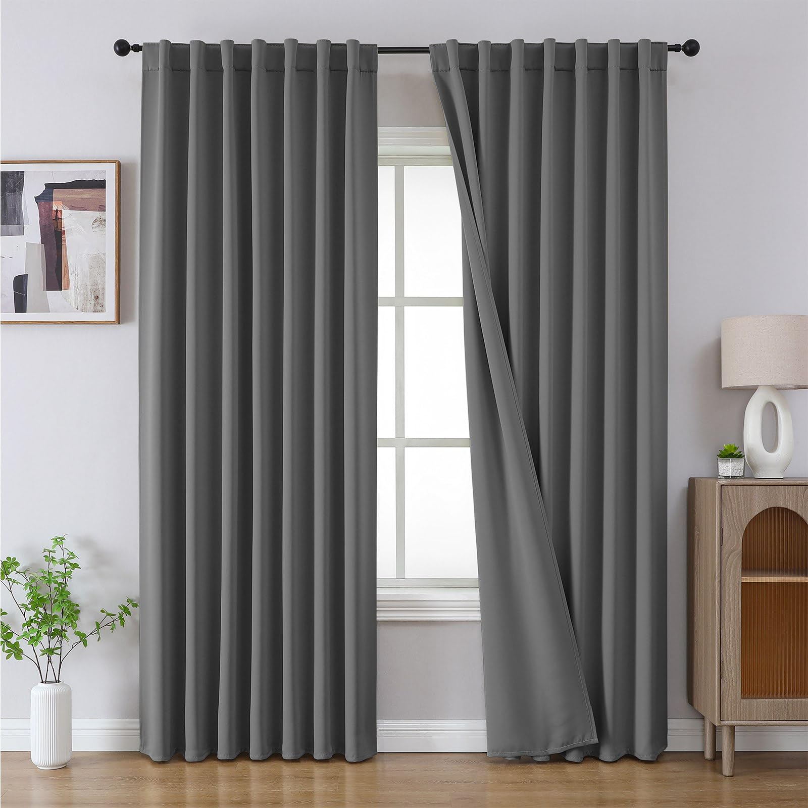 CUCRAF Blackout Curtains 84 Inches Length 2 Panels Set, Rod Pocket and Back Tab Window Curtain, Thermal Insulated Darkening Drapes for Bedroom Living