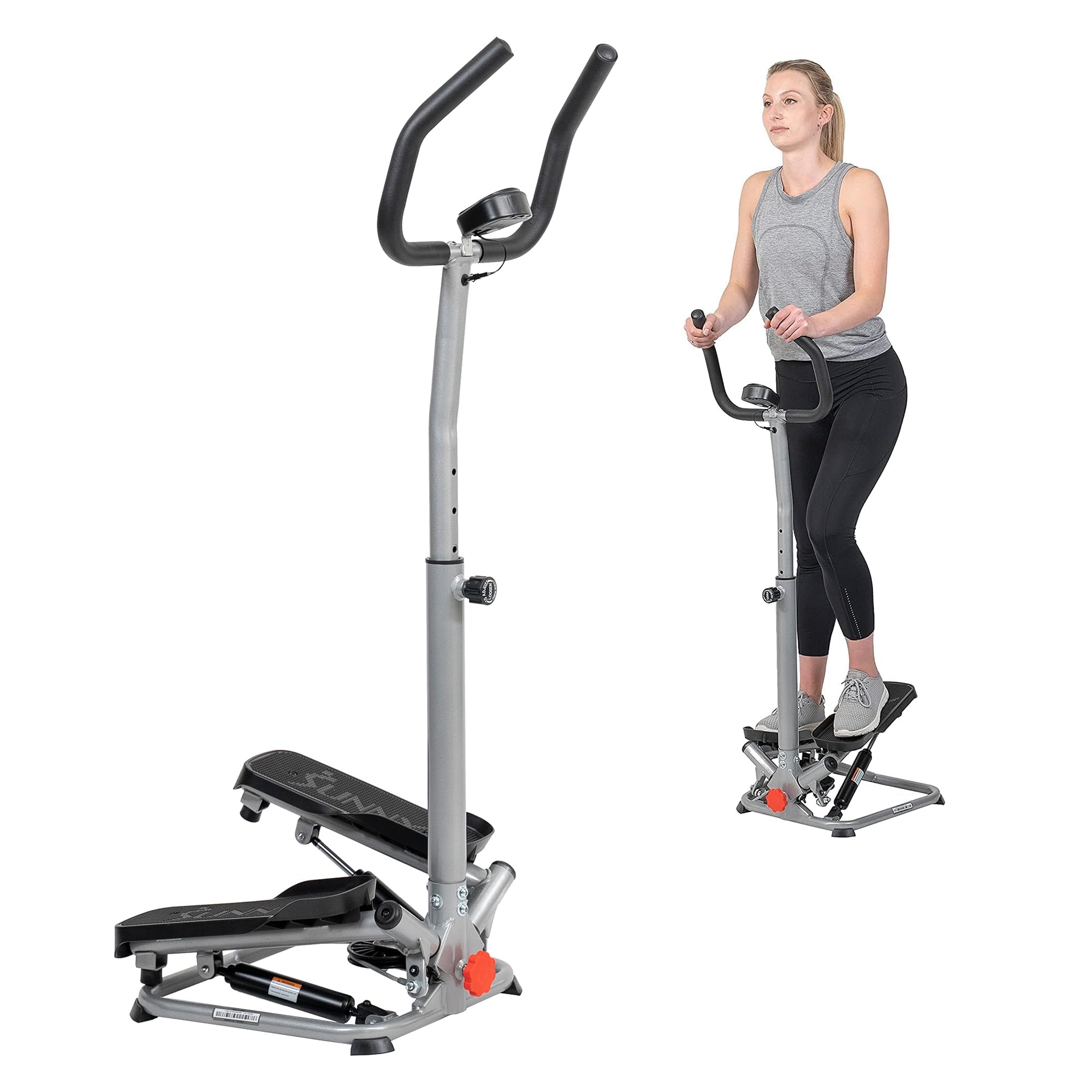 Sunny Health & Fitness Stair Stepper w/Handlebar, Height-Adjustable, Low-Impact Cardio Workout for Legs, Core and Glute, LCD Monitor, Optional SunnyFit App Enhanced Connectivity