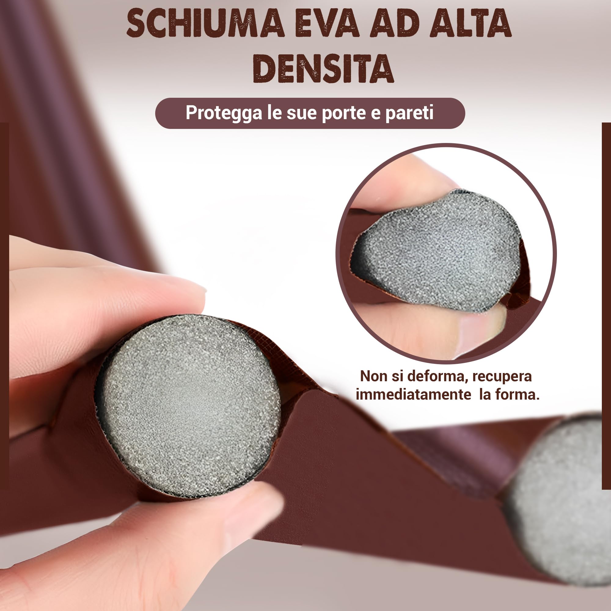 Paraspifferi Sottoporta per Porte Interne ed Esterne da 5,5 cm di Spessore e Lunghezza di 92 cm | Guarnizione Insonorizzante per Spifferi Porta Ingresso (1x Marrone)