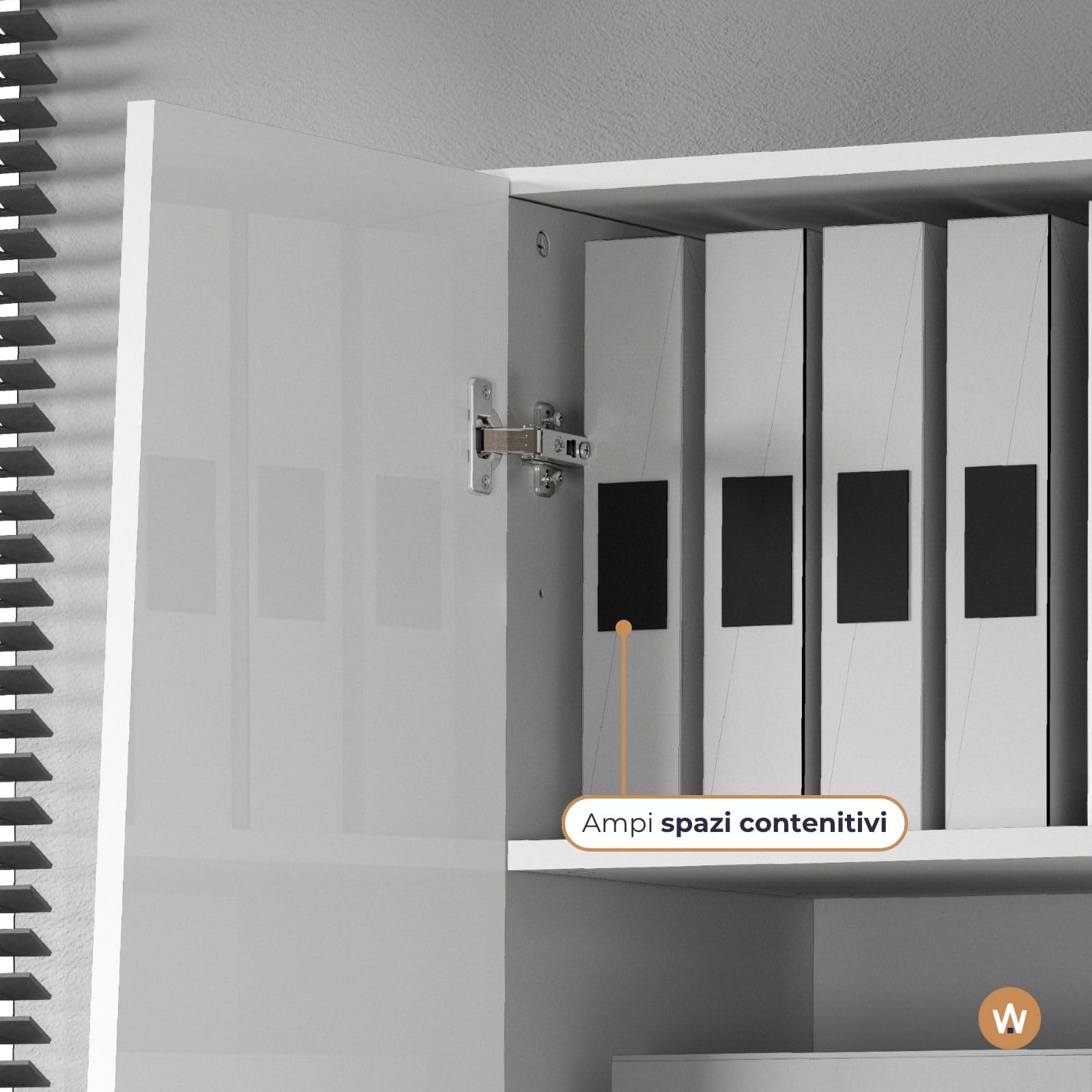 WHOUS Armadio Multiuso EASY per Ufficio, Studio o Camera con 2 Ante e 4 Vani, 79,20x38x166 cm, Bianco Lucido
