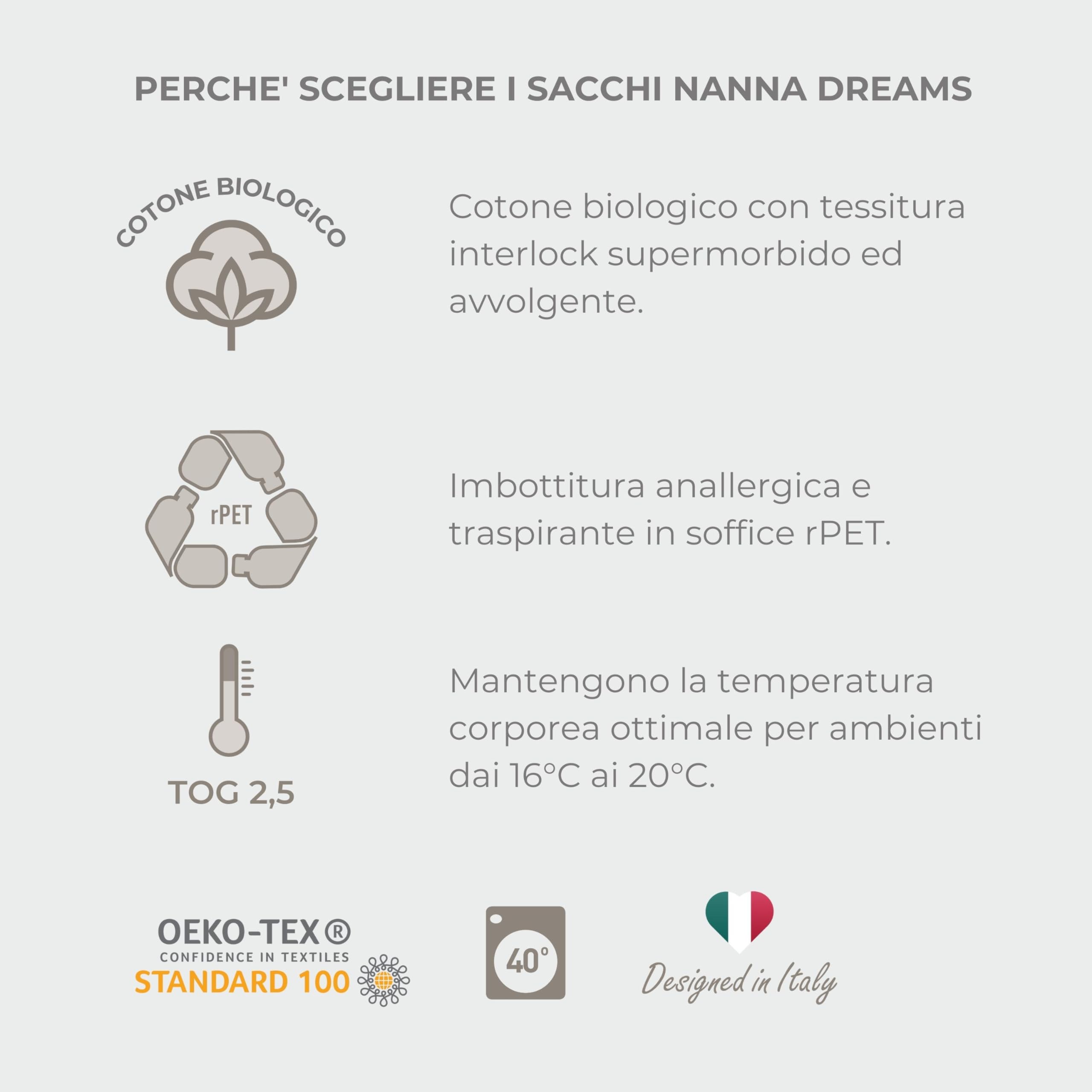 MOOVO by Nuvita 90250 | Sacco Nanna con Piedini e Calzini Antiscivolo Pieghevoli, in Cotone Biologico, certificato OEKO TEX, TOG 2.5