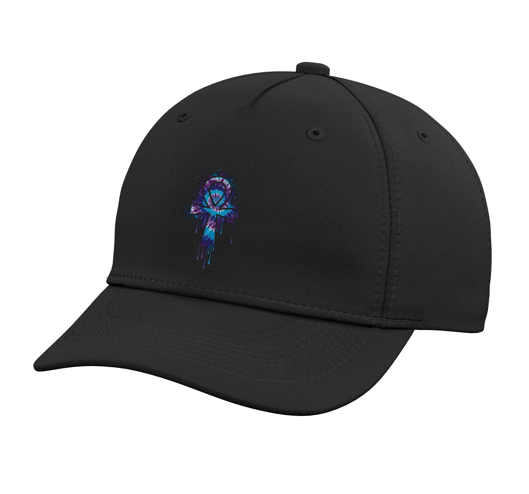Ankh Egyptian Cross Key Life Tie Dye Splatter Art Adjustable Baseball Hat