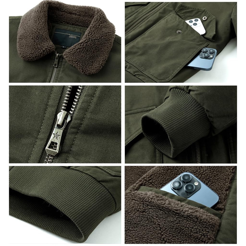 Męska kurtka polarowa, zimowa kurtka robocza z polaru z klapami outdoorowa casualowa cargo kurtka myśliwska typu softshell