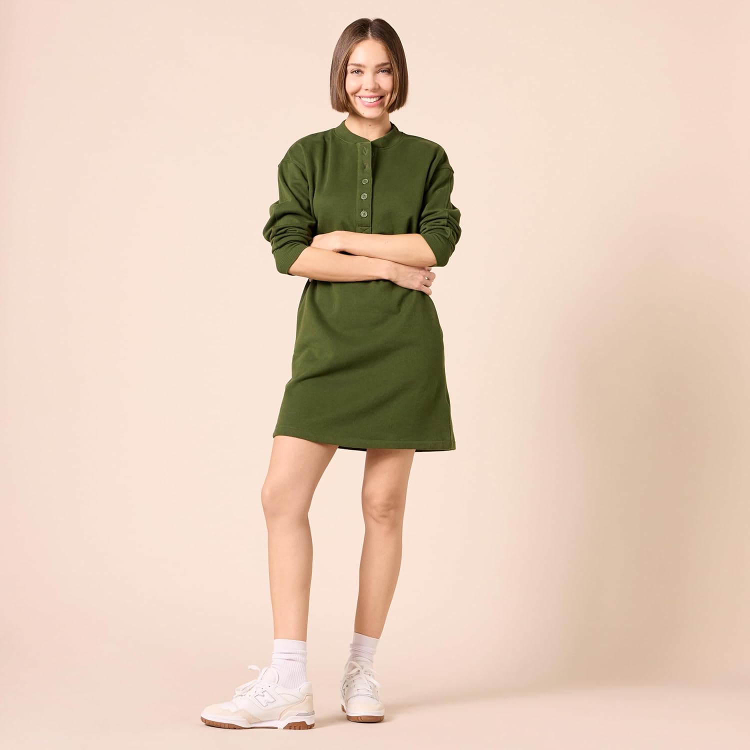 Amazon Essentials Women's Knit Henley Sweatshirt Dress (Available in Plus Size) - Image 5