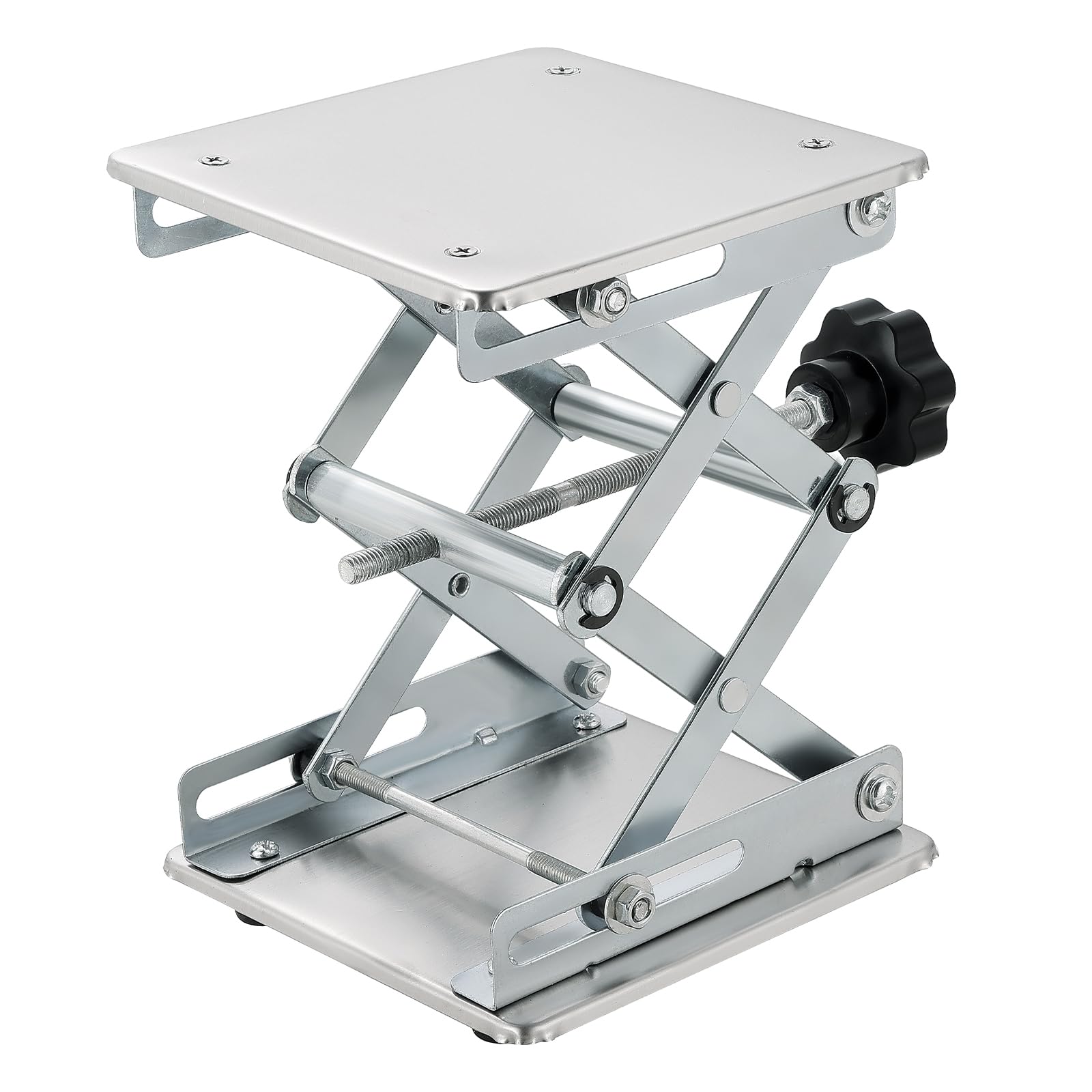 Weyleity Stainless Steel Lab Jack Scissor Stand Platform, Lab Lift Stand Table Scientific Lifting Jack Platform, Lift Height Range from 2.9’’/75mm to 10’’/260mm, Support Weight 10KG (6inch x 6inch)