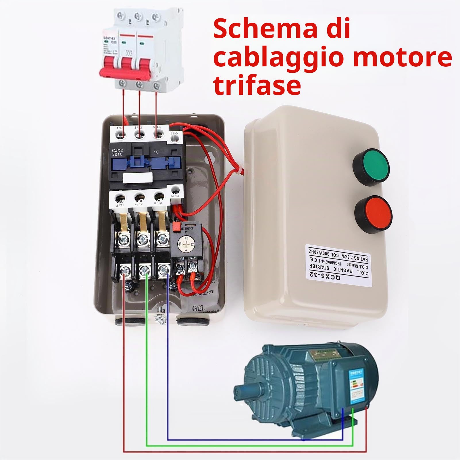 Interruttore di Controllo Magnetico Dell'avviamento del Motore Elettrico 7,5KW per Compressore D'aria Trifase 380V 20-32A Adatto a Tutte le Applicazioni Globali di Compressori