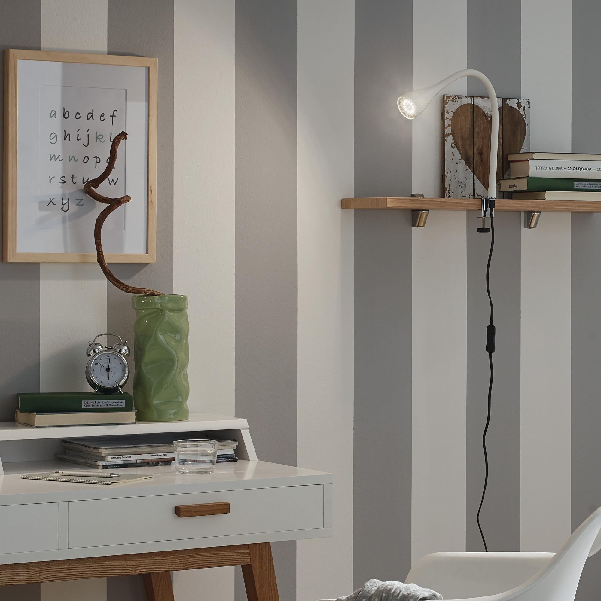 Briloner Leuchten LED Klemmleuchte, Klemmspot, Klemmlampe, Tischleuchte, Anklemmleuchte LED, flexibel, weiß