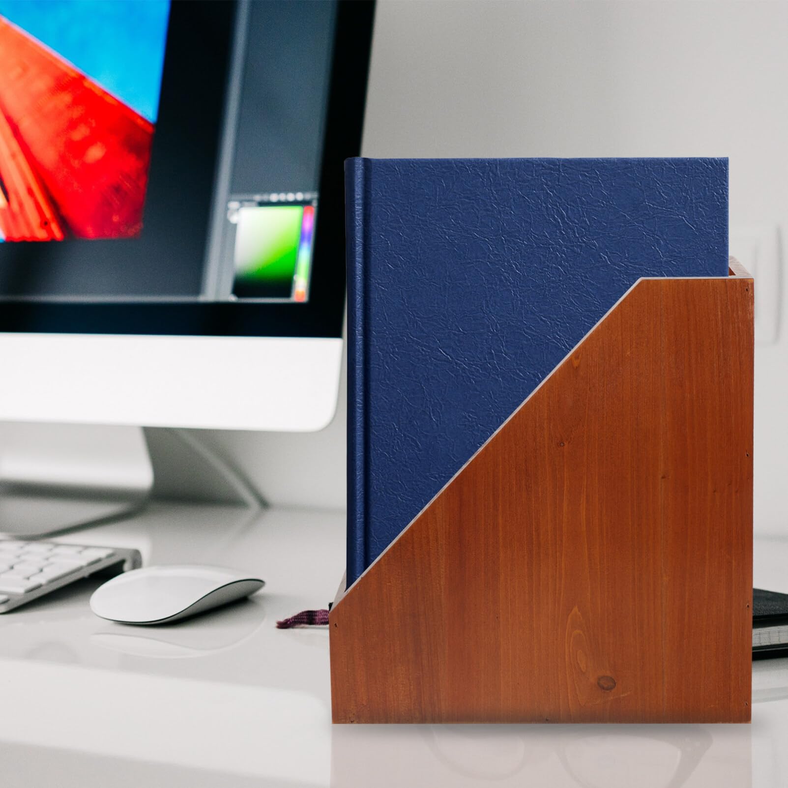 Angoily Organizador De Escritorio De Madera Práctico y Elegante Caja De Almacenamiento Multifuncional Para Oficina Para Papelería y Archivos Gran Capacidad y Diseño Compacto Mejora La