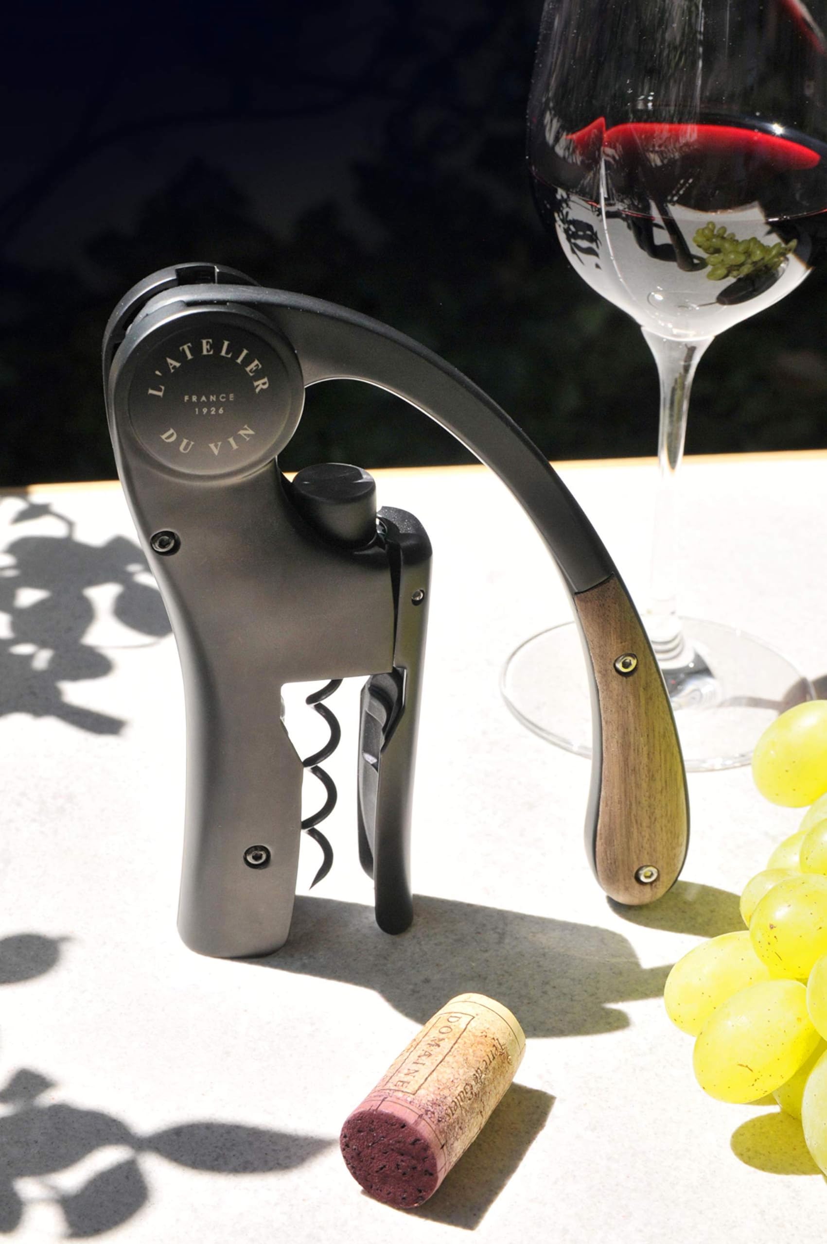 L’ATELIER DU VIN – Oeno Motion Wood & Black – Tire-Bouchon à levier - Noir