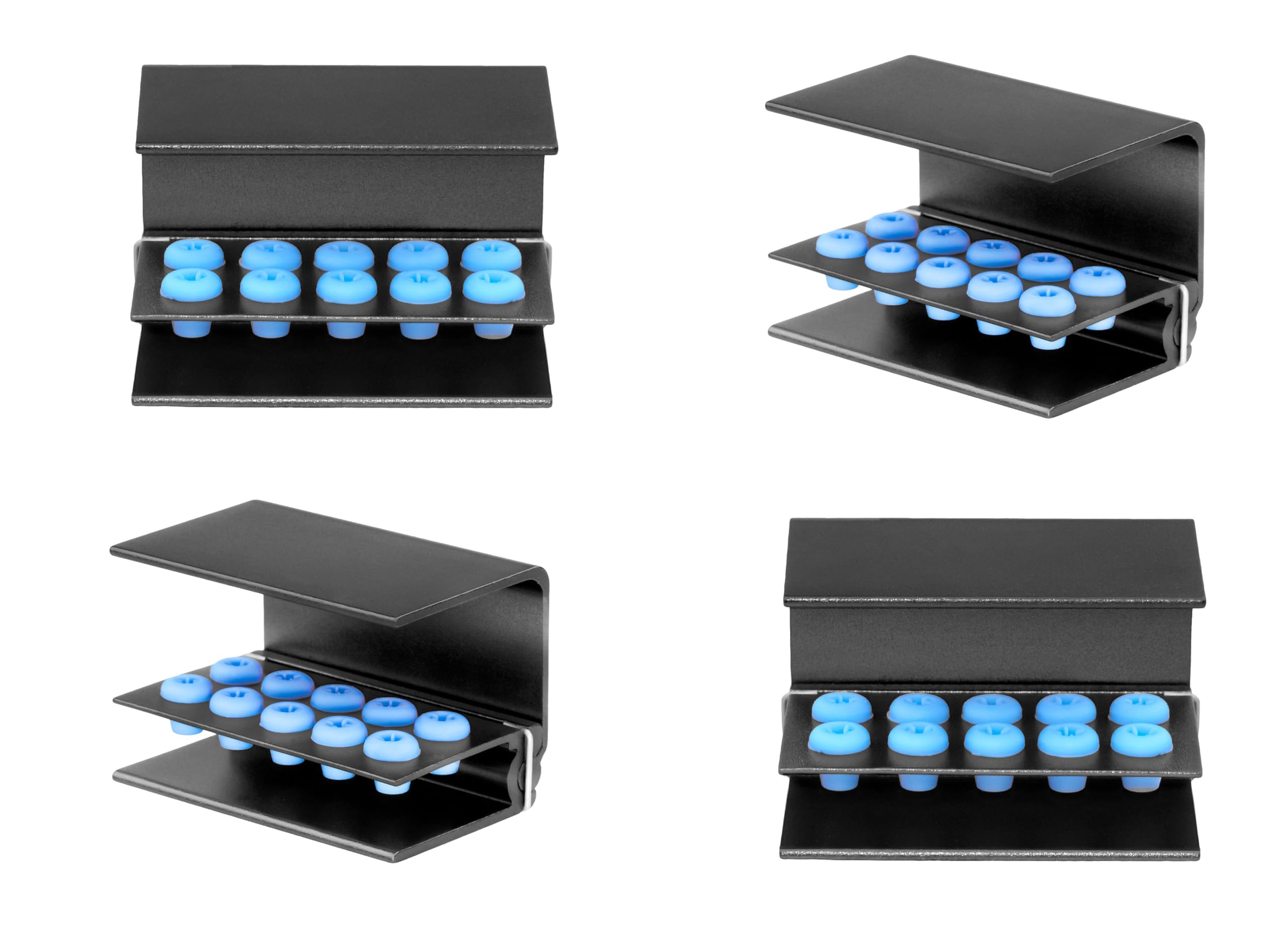 Castanai 4Pc/Set 10 Holes Burs Holder Block Case for CA/RA?FG Autoclavable Burs Holder with Silicon Cover Dentistry Organizer Aluminium (Black)