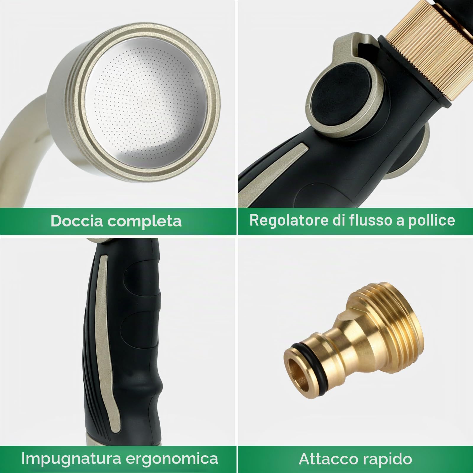 RESTMO Lancia per irrigazione da giardino, 61 cm, morbida e delicata, con controllo del flusso del pollice, pistola a spruzzo per appendere cesti, arbusti, piante, fiori, giardino e prato, nero