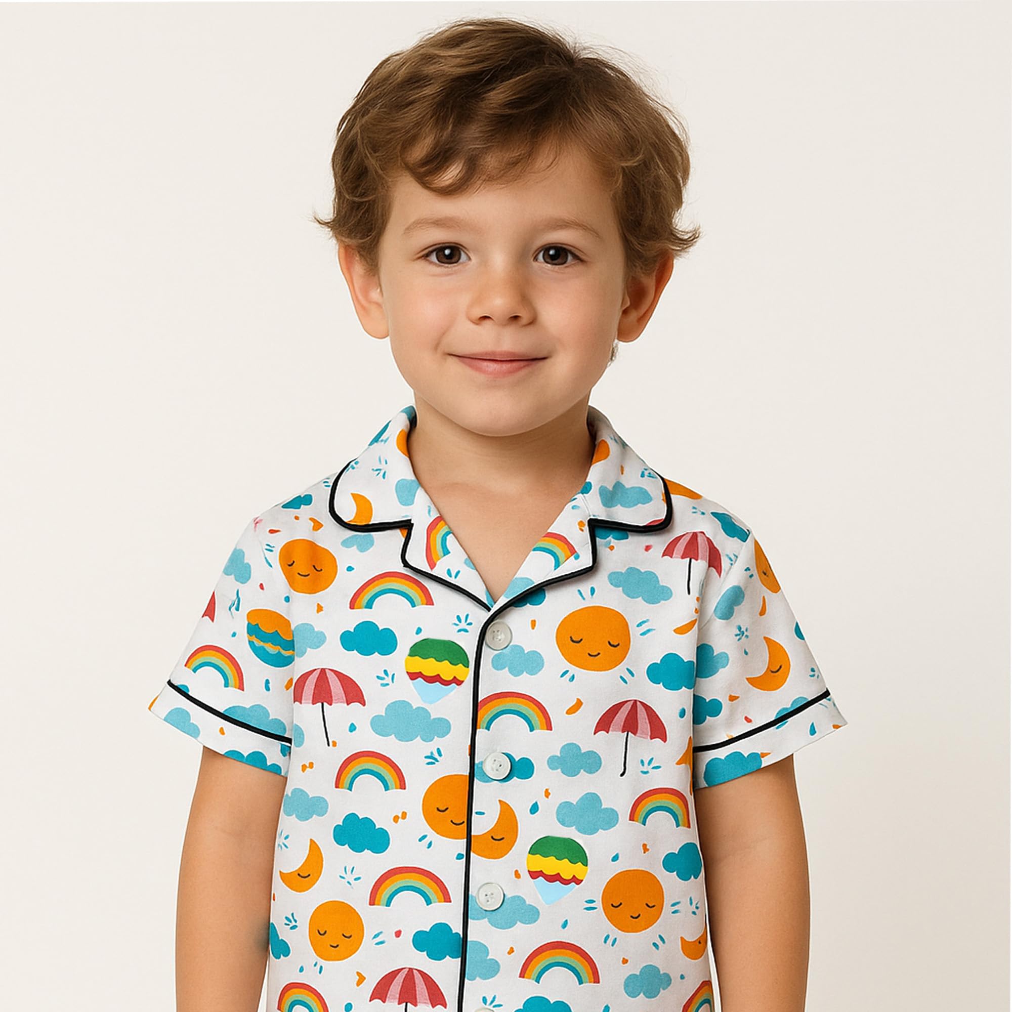 mininest Half Sleeves Multicoloured Graphic Printed Unisex Night Suit | Night wear | Sleep Suit for Kids (4-5 Years) 1