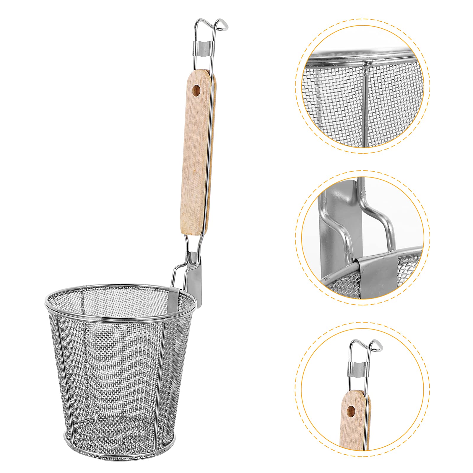 HEMOTON Cuillère Écumoire En Acier Inoxydable Avec Poignée En Bois Passoire Profonde Pour Nouilles Et Pâtes Ustensile De Cuisine Pratique Pour Famille Et Restaurant Lot De 3