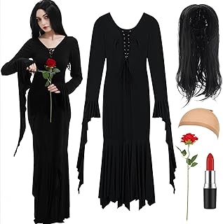 Halloween Costumes for Women Vintage Gothic Addams Family Morticia Addams Dress Outfit - Buy now