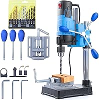 bellaDimora Mini Benchtop Drill Press: 1200W 2800RPM 6-Speed, 16-Pc All-Material Bits, 360° Rotation, 3.15" Depth for Wood Metal Concrete