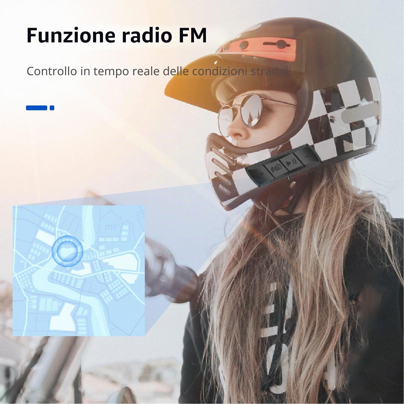 Interfono per Casco, Musica Stereo con Cancellazione del Rumore, Auricolare per Moto, Navigazione GPS Impermeabile per Ciclismo