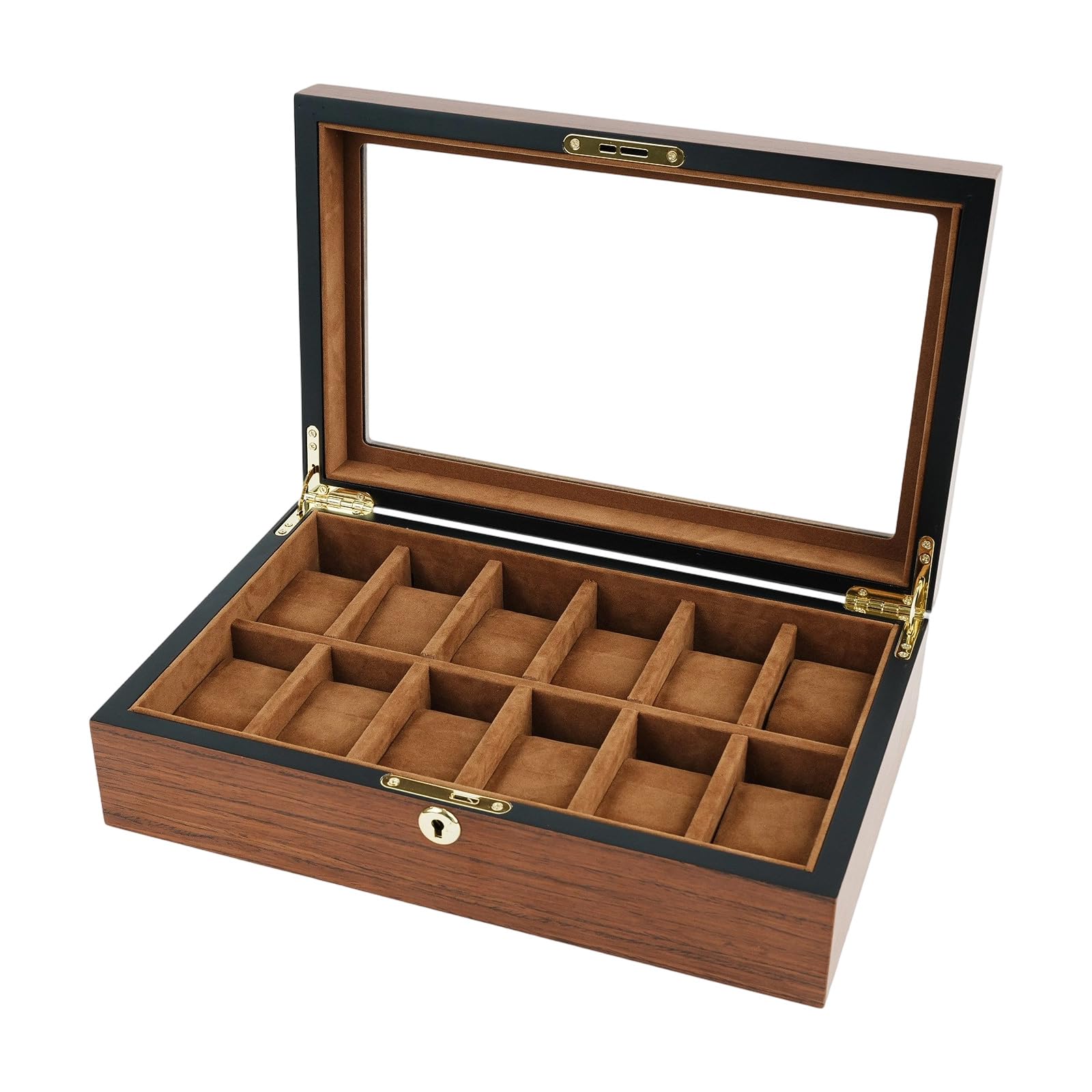 Vitrina de madera de alta calidad para relojes de 6, 10, 12 relojes con ventana visible, caja de colección de relojes