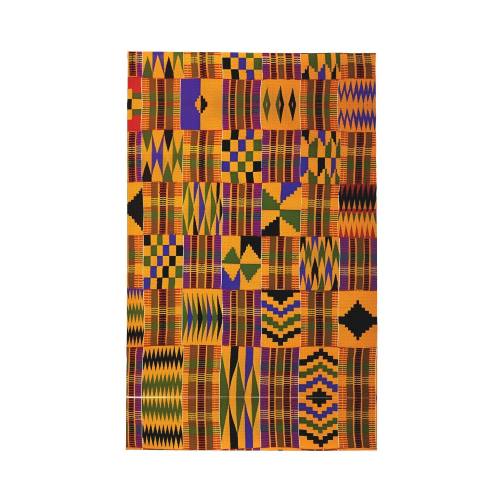 Samlng Black African Tribal Ethnic Texture Waffle Kitchen Towel Set - Tea Towels With Hanging Loop - Ideal For Bathroom, Household Chores, And Décor