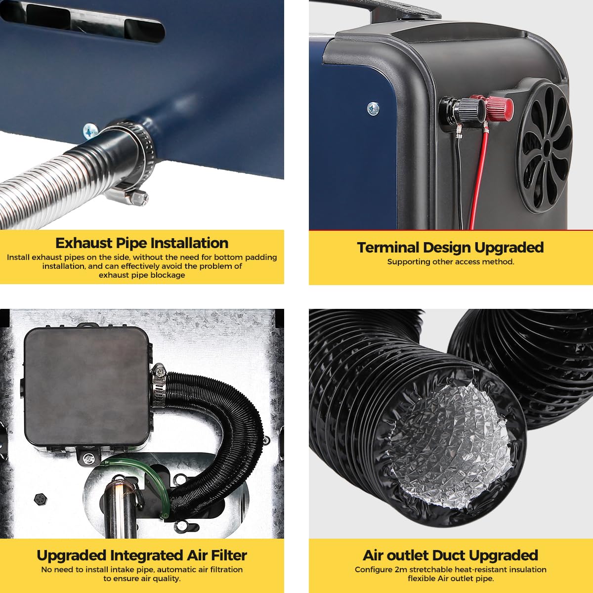 Sunster 8kW Luft Dieselheizung, 12V/24V /230V Diesel Standheizung 0,12–0,45 L/h mit Bluetooth APP & AC Power Adapter, Automatik-Start-Stopp, Tragbare Dieselheizung für LKW Transporter Wohnmobil