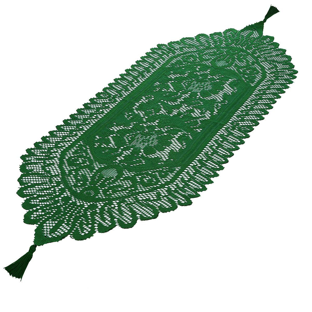 mookaitedecorLace Table Runner for Wedding Party Coffee Table Decor Green, 13 x 35 Inch