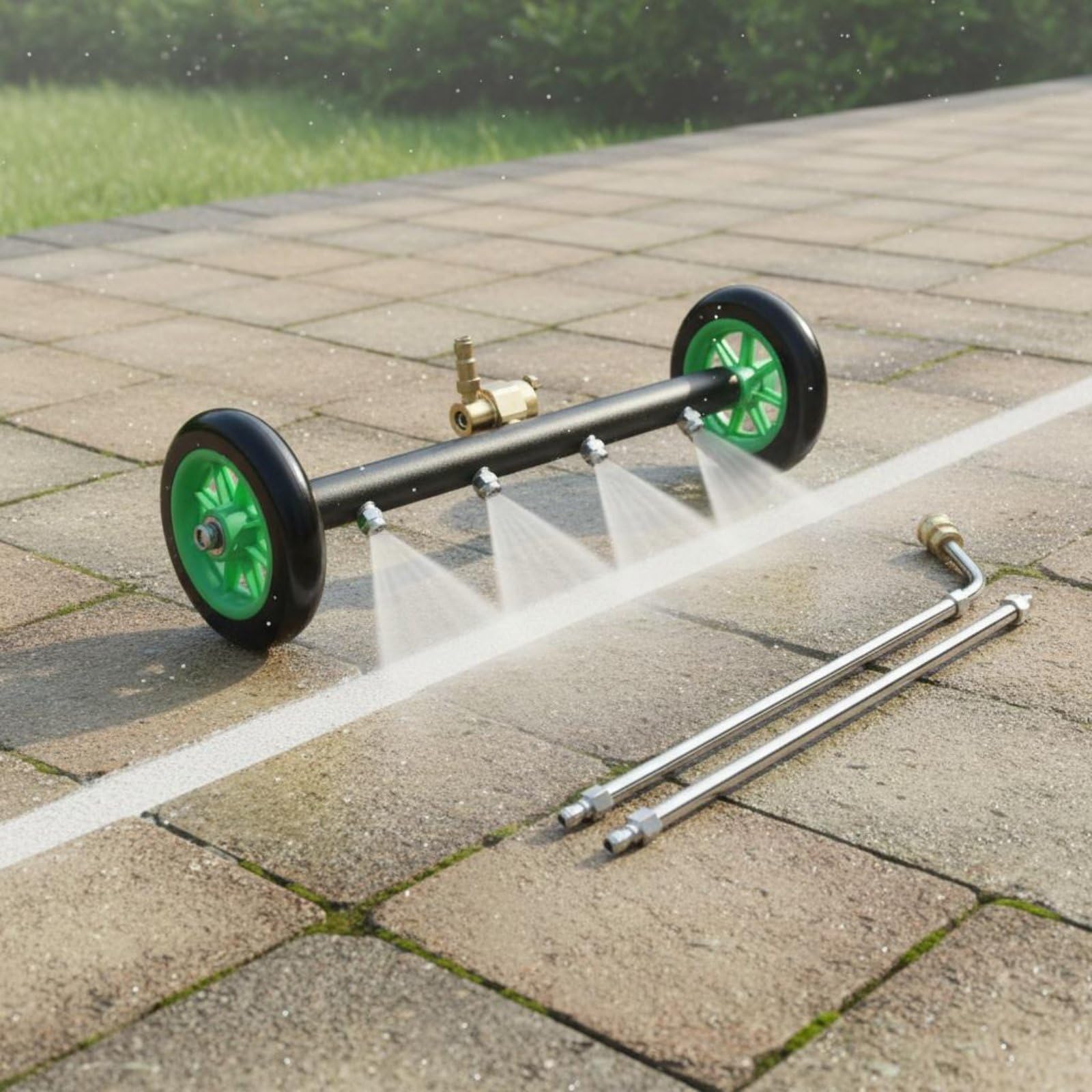 MagiDeal Lavadora de Bajos de Coche 2 en 1 Limpiador de Chasis Accesorio de Alta Presión Escoba de Agua Aluminio Remueve Arena Hojas y Grasa con 4000 PSI, Negro+Plata, No Desmontable
